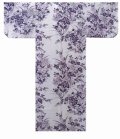 Girls' 25inch / Japanese Yukata -yuri- White, Cotton - SPECIAL DISCOUNT
