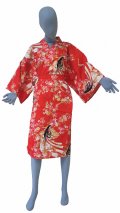 One size fits all / Ladies' Japanese Robe -hime zakura- Red, Cotton, 42in - SPECIAL DISCOUNT