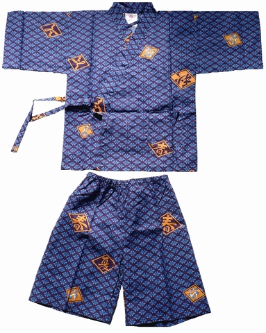 L, M Made in Japan Japanese Kid Boy's 100% Cotton Kimono Jinbei Kite Kotobuki 