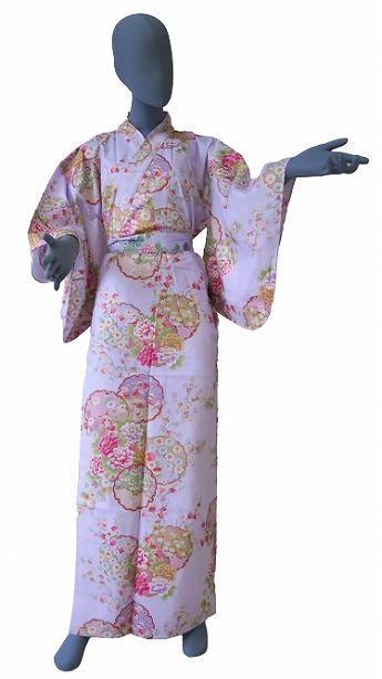 Japanese Mens Yukata Kimono Obi KOSIHIMO Clogs set 4 Cotton Plain × ash 